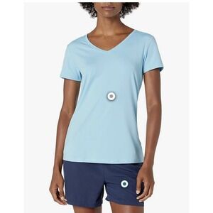 NWT Size Large Tech Stretch‎ V-Neck T-Shirt. Short sleeve and blue in color.